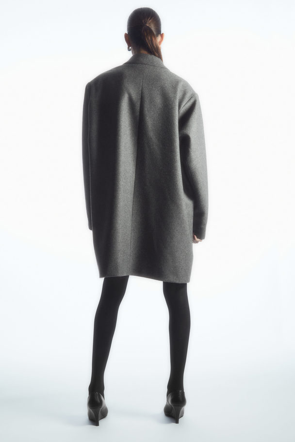 COS Oversized Power-shoulder Wool Coat Grey Mélange