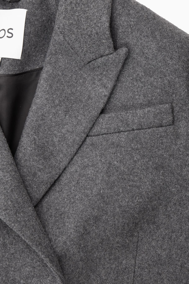 COS Oversized Power-shoulder Wool Coat Grey Mélange