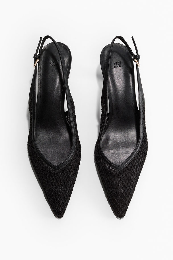 H&M Slingpumps aus Mesh Schwarz