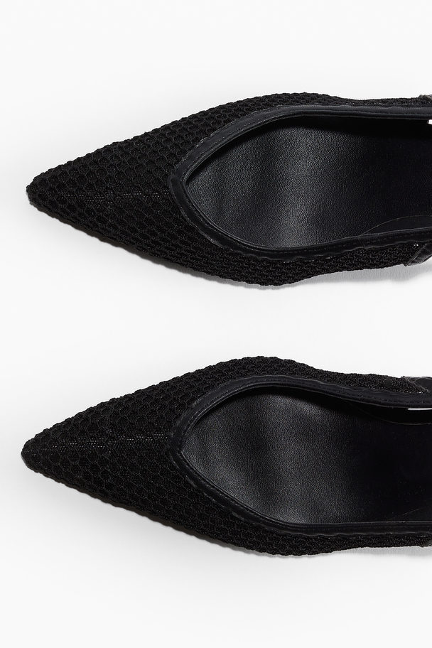 H&M Slingpumps aus Mesh Schwarz