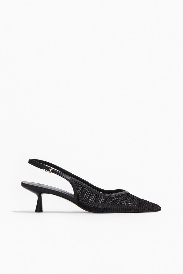 H&M Slingpumps aus Mesh Schwarz