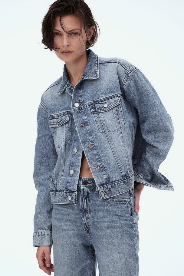 H&M Kort Jeansjacka Denimblå