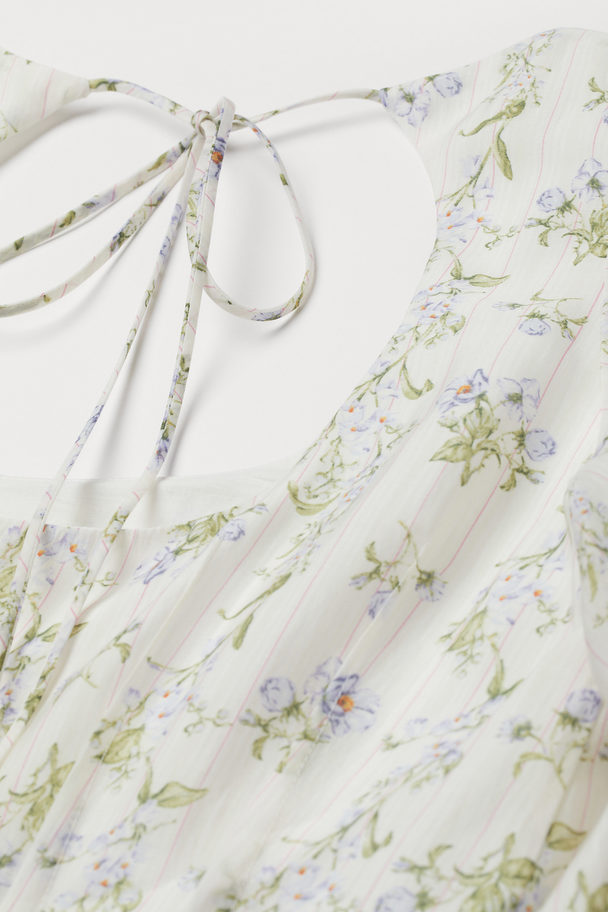 H&M Kleid aus Lyocellmix Weiß/Geblümt