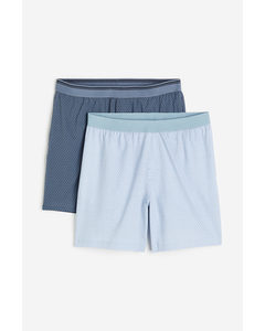 2-pack Cotton Boxer Shorts Blue/patterned