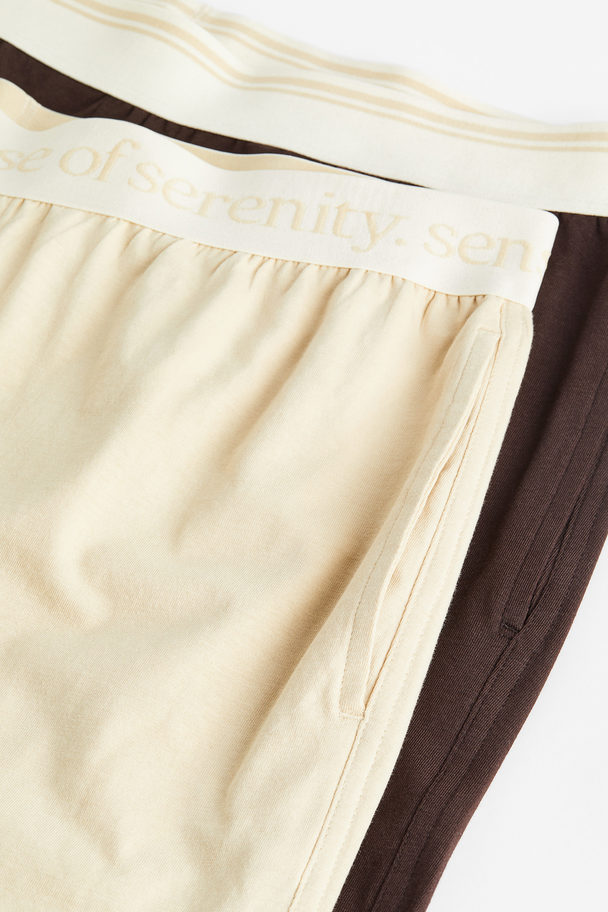 H&M 2-pack Cotton Boxer Shorts Light Beige/black