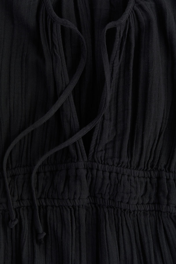 H&M Tie-detail Muslin Dress Black