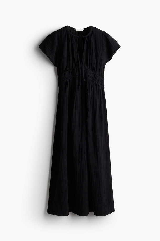 H&M Tie-detail Muslin Dress Black