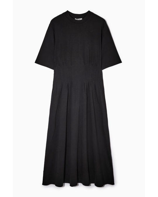 COS Pintucked Midi Dress Black
