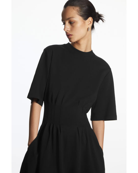 COS Pintucked Midi Dress Black
