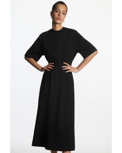 Pintucked Midi Dress Black