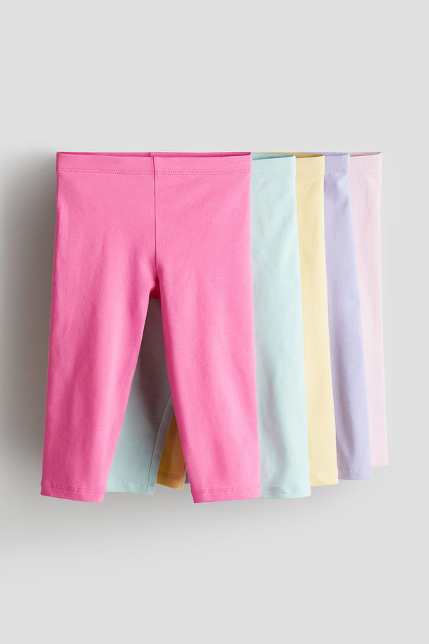 H&M 5-pack Cotton Capri Leggings Pink/light Pink
