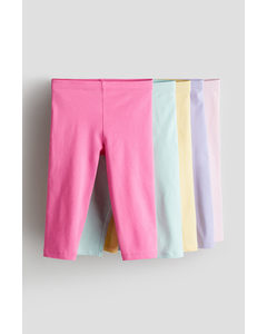 5-pack Cotton Capri Leggings Pink/light Pink
