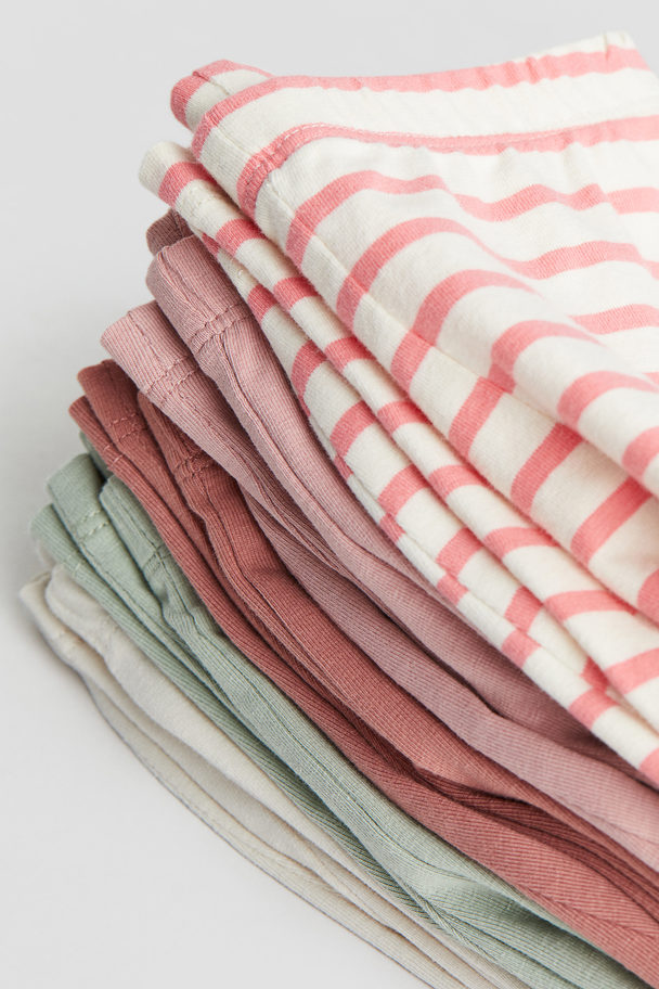 H&M 5-pack Cotton Capri Leggings White/pink Striped