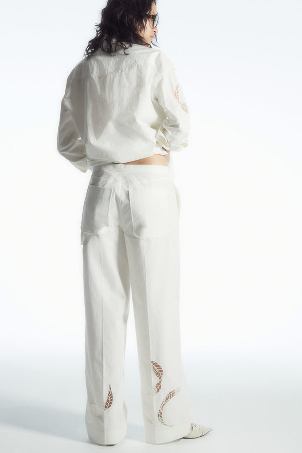 COS Broderie Anglaise Wide-leg Trousers White