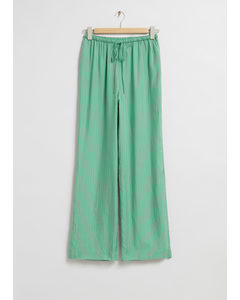 Loose-fit Drawstring Trousers Green/black/white Striped