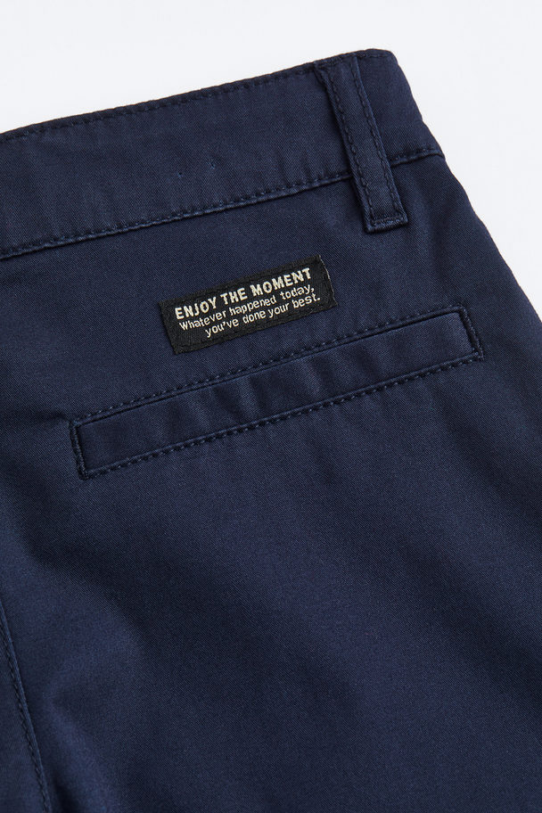 H&M Relaxed Fit Cotton Chinos Navy Blue