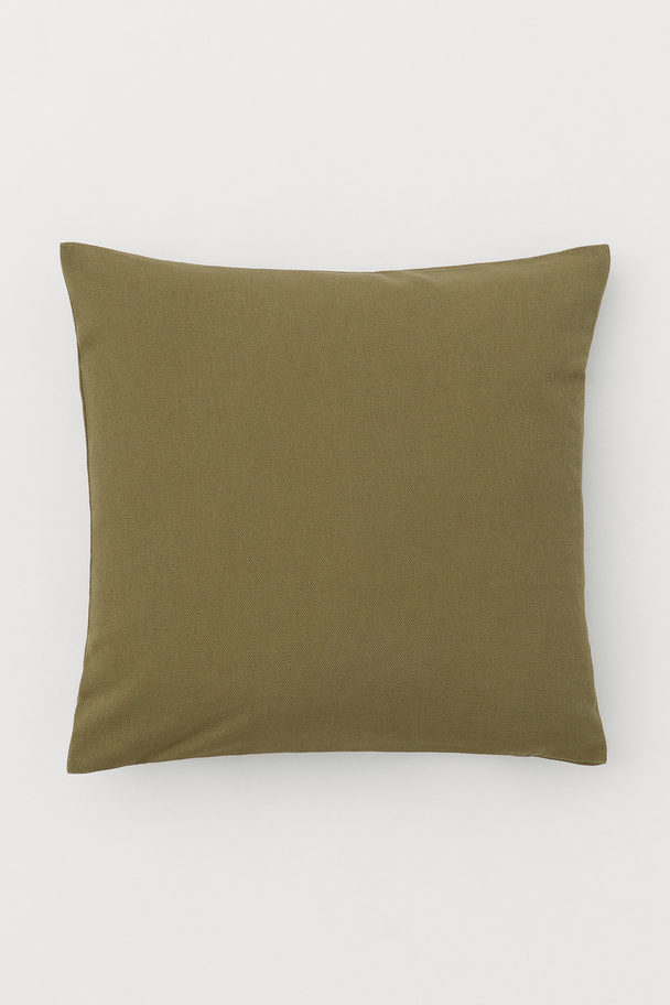 H&M HOME Cotton Canvas Cushion Cover Dark Khaki Green