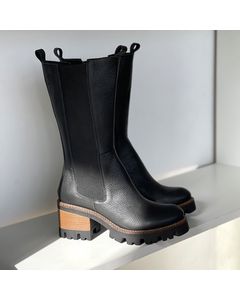 Black Leather Fogo Heeled Boot