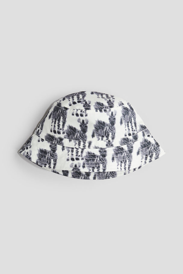 H&M Bedruckter Bucket Hat aus Twill Weiß/Zebras