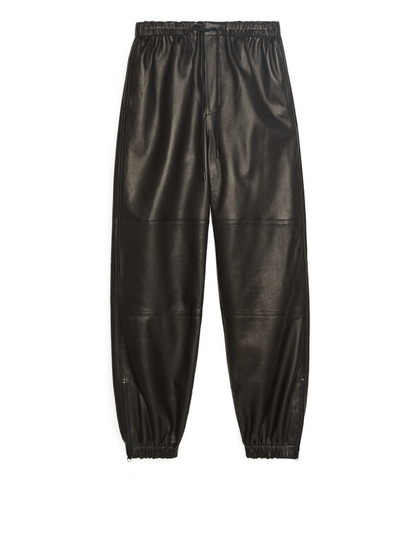 ARKET Leather Track Pants Black