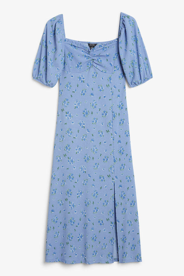 Monki Blauwe Midi-jurk Met Bloemenprint Blauw Met Bloemenprint