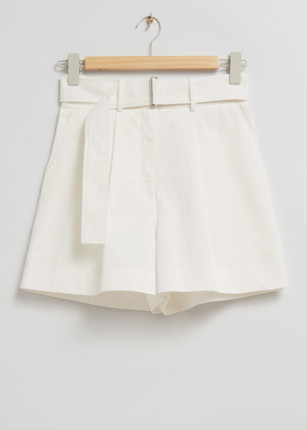 & Other Stories Katoenen Chino Short Met Riem Wit