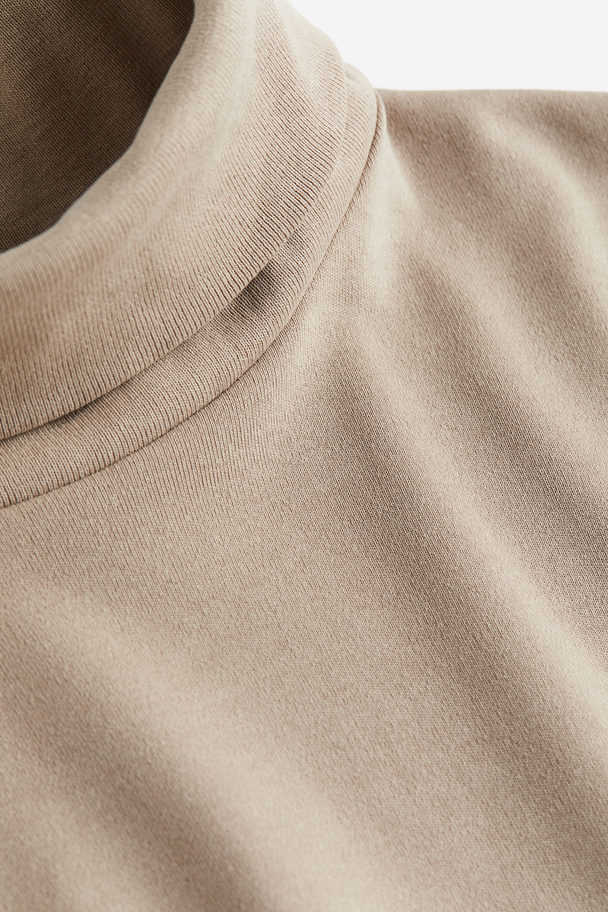 H&M Regular Fit Polo-neck Top Beige