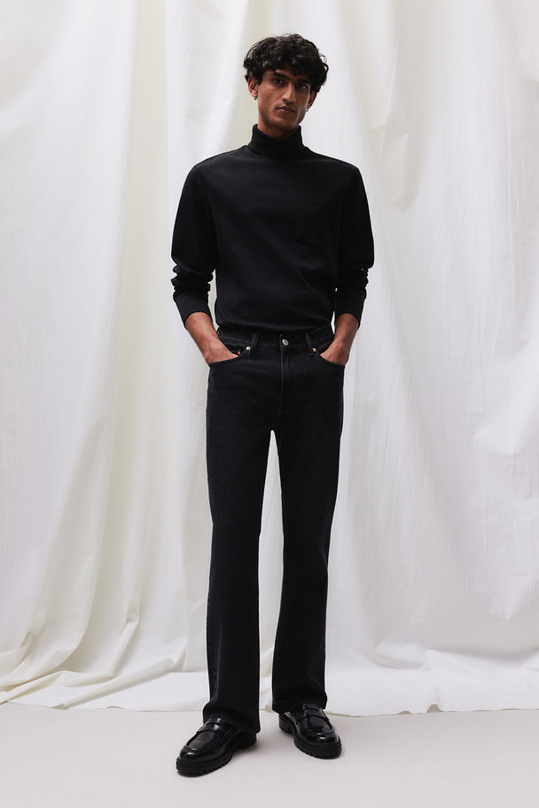 H&M Regular Fit Polo-neck Top Black
