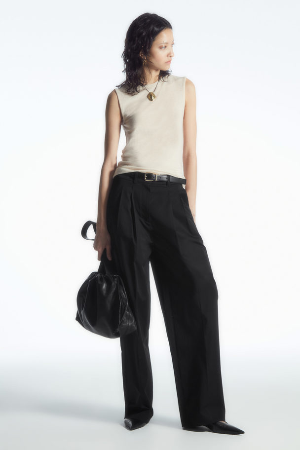 COS Wide-leg Tailored Twill Trousers Black