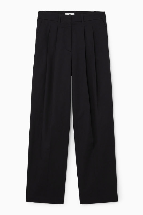 COS Wide-leg Tailored Twill Trousers Black