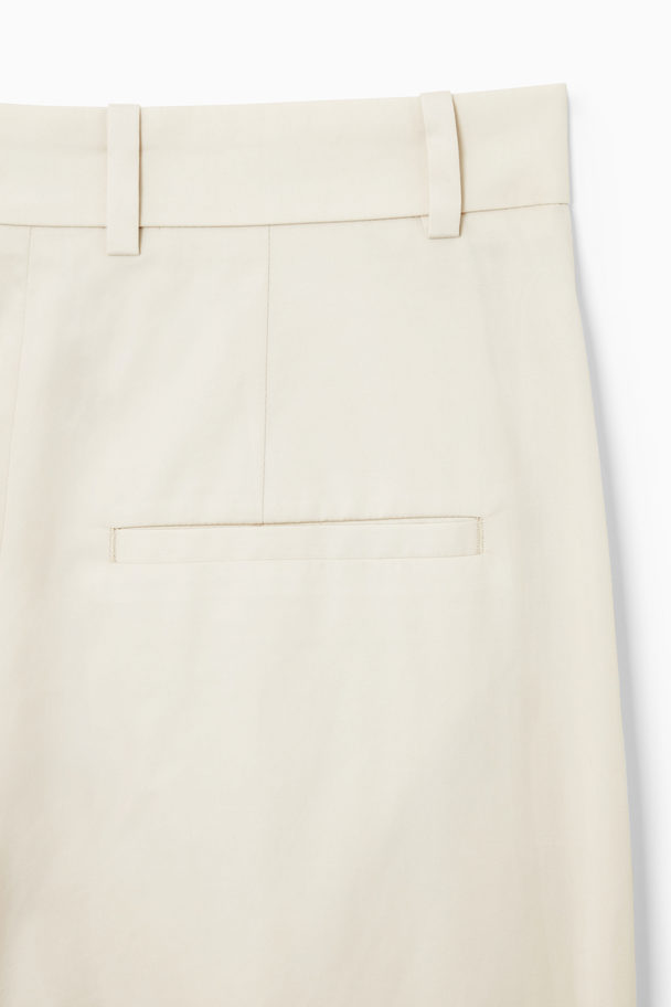 COS Wide-leg Tailored Twill Trousers Cream