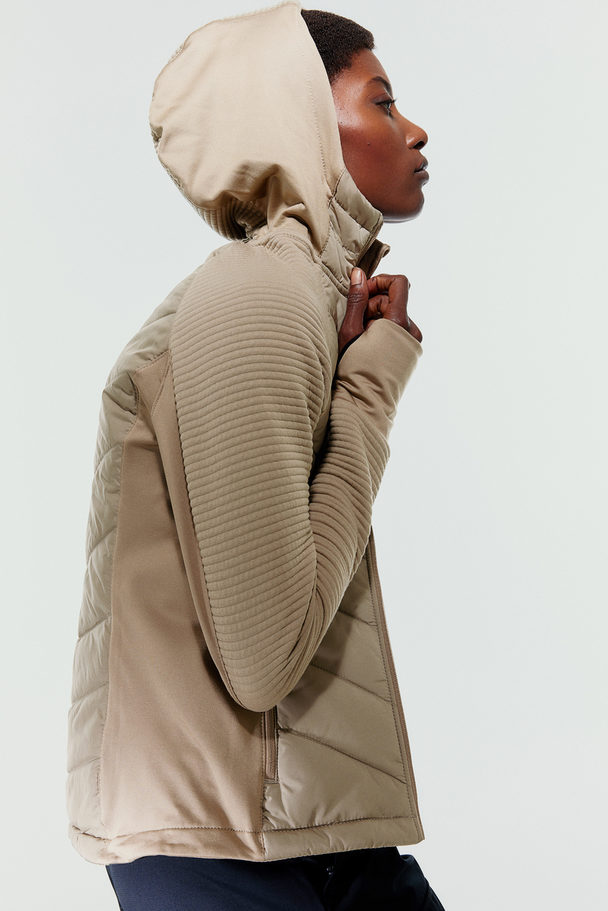 H&M Padded Hooded Outdoor Jacket Beige