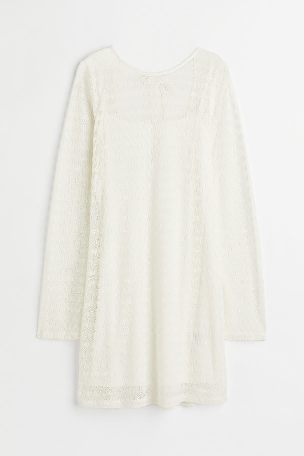 H&M Kleid aus Spitzenstrick Weiß
