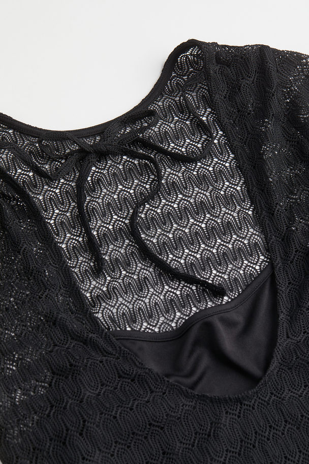 H&M Lace-knit Dress Black