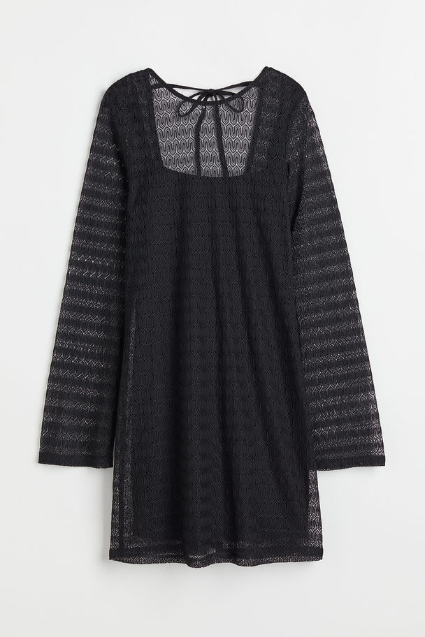 H&M Kleid aus Spitzenstrick Schwarz