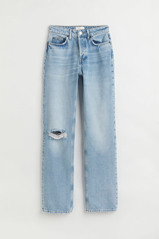 H&M Straight High Jeans Hellblau