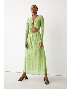 Cut-out Midi Dress Green