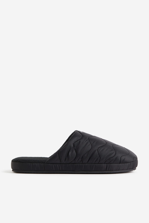 H&M Warm-lined Padded Slippers Black