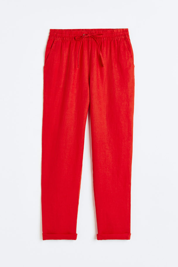 H&M Linen Joggers Red