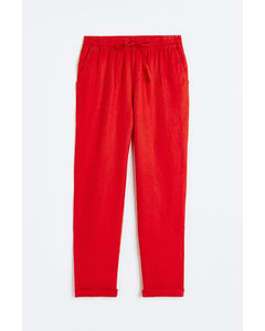 Linen Joggers Red