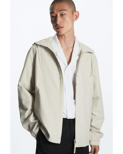 Relaxed-fit Hooded Zip-up Jacket Cream