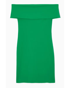 Off-the-shoulder Dress Green