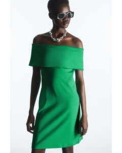 Off-the-shoulder Dress Green