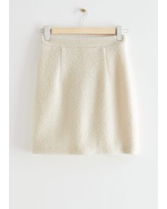 Wool Pile Mini Skirt Cream