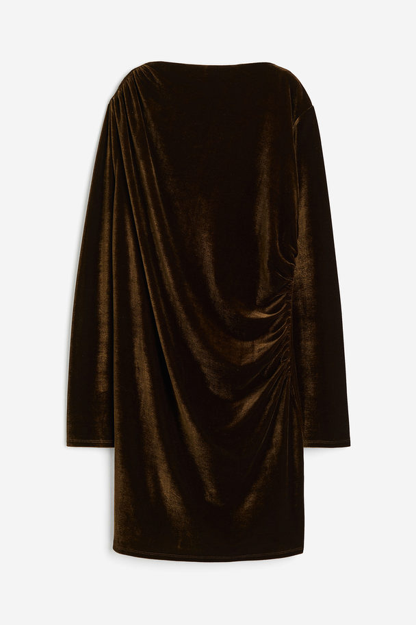 H&M Jerseykjole Med Rynkning Mørk Olivengrøn