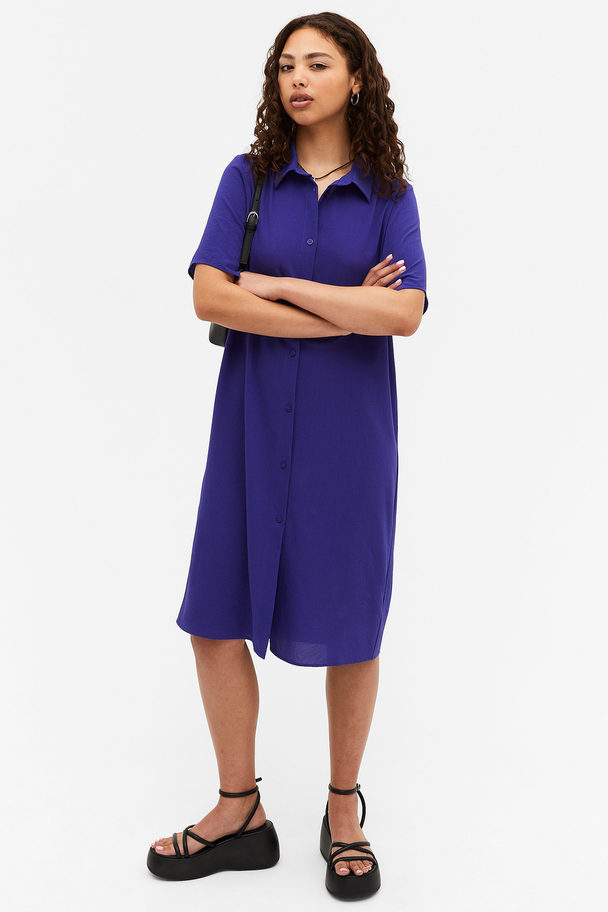 Monki Midi Shirt Dress Bright Purple