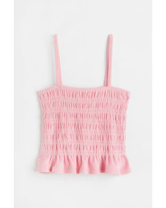 Smocked Terry Strappy Top Light Pink