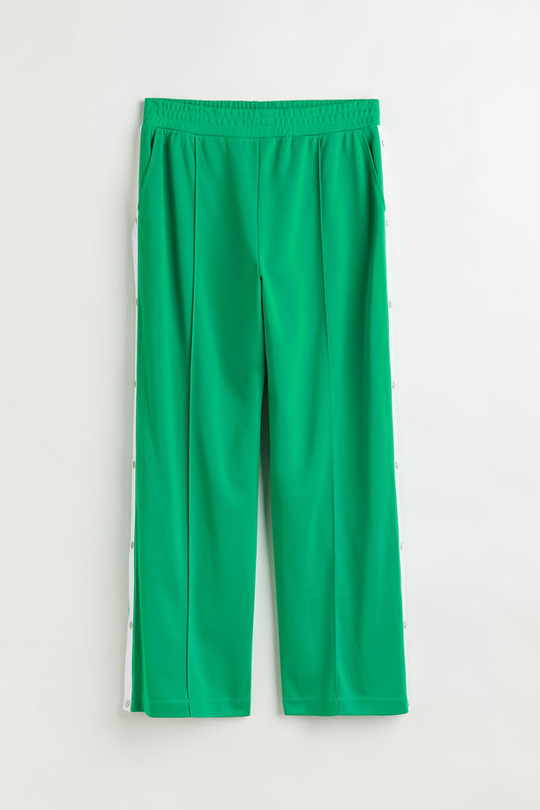 H&M H&m+ Wide Track Pants Green/white