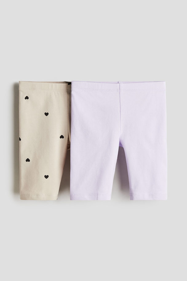 H&M 2-pack Cycling Shorts Light Purple/hearts