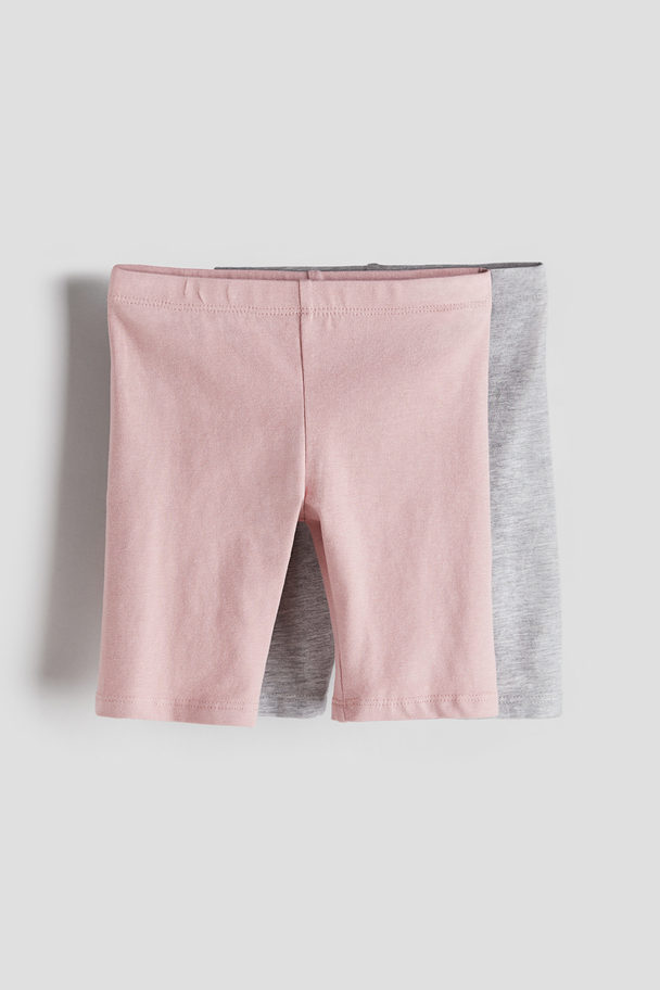 H&M 2-pack Cycling Shorts Light Pink/light Grey Marl